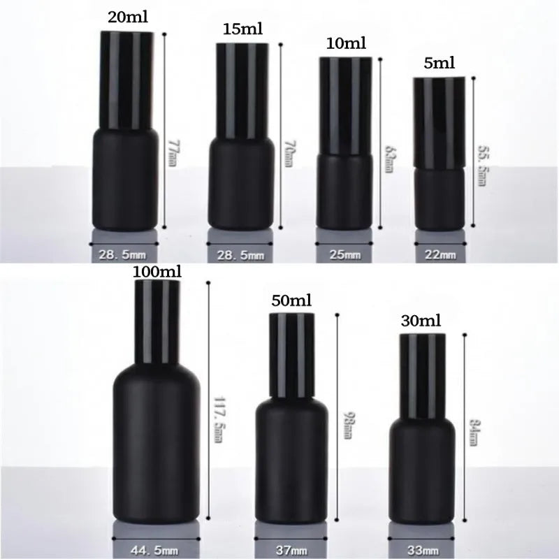 Povei Black Glass Spray Lotion Perfume Atomizer Travel Skin Care Bottle