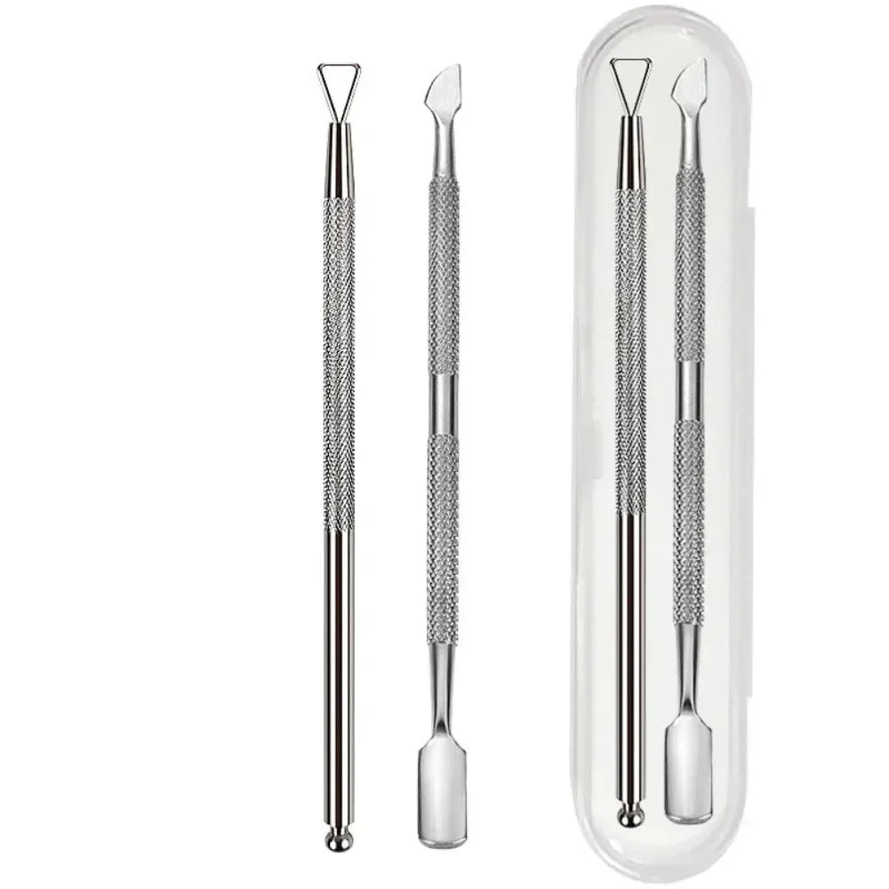 Povei Dual-ended Cuticle Pusher & Dead Skin Remover - Stainless Steel Nail Tool