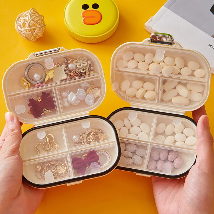 Povei Mini Pill Box Travel Medicine Organizer Jewelry Storage