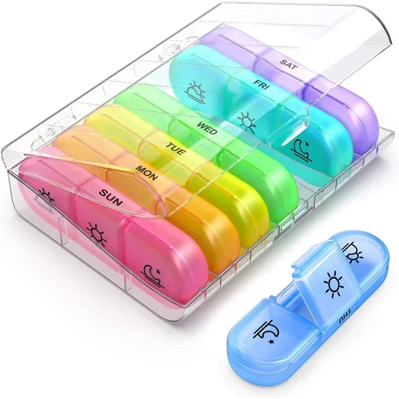 Povei 7-Day Pill Organizer with 21/14 Grids, 3 Daily Compartments