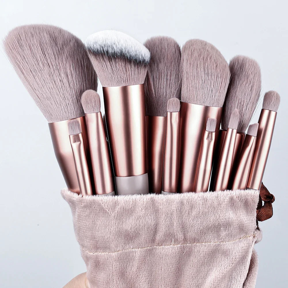 Povei 13-Piece Makeup Brushes Set with Quality Bag for Flawless Beauty