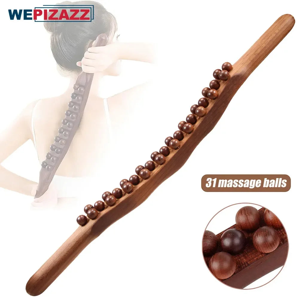 Povei Wooden Therapy Guasha Massager Tool for Lymphatic Drainage