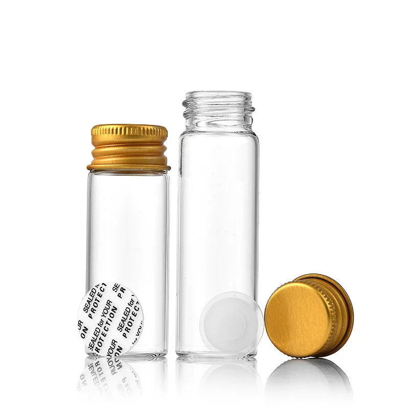 Povei 30ml Clear Plastic Bottle with Gold Aluminium Screw Cap