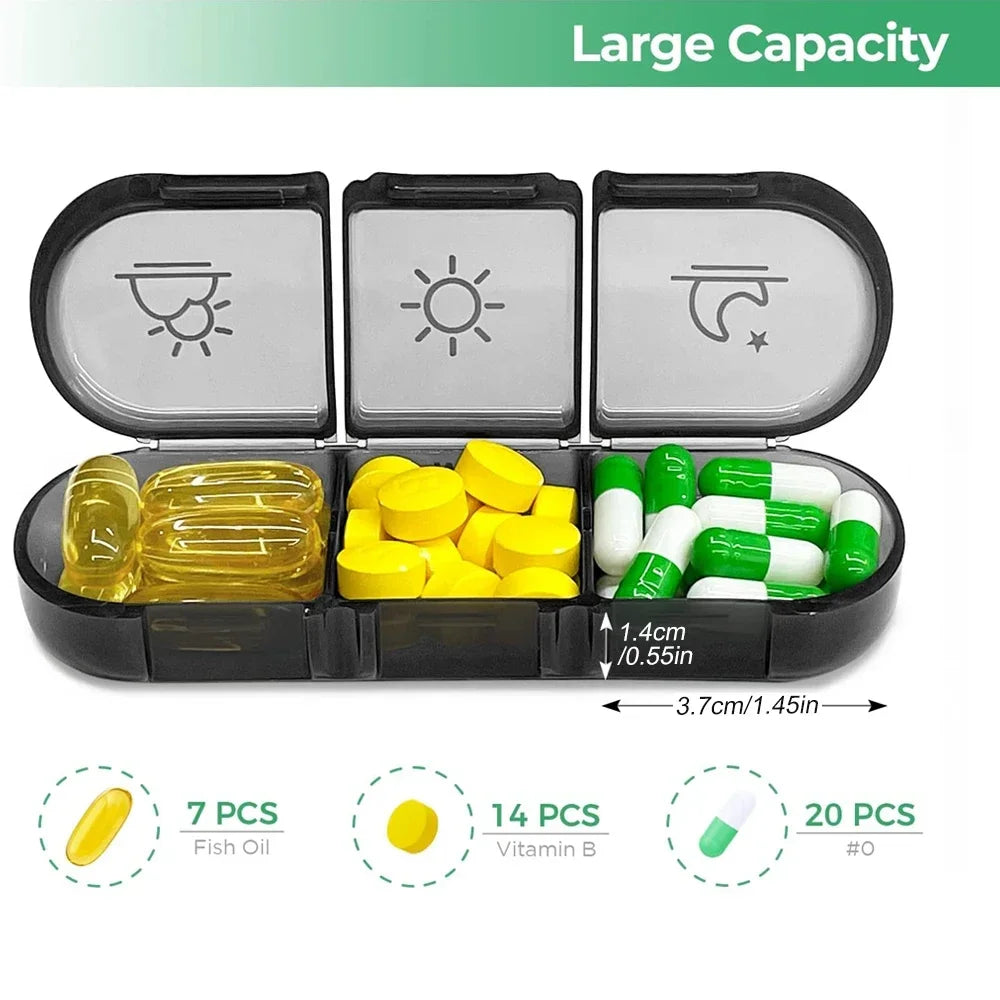 Povei 3x Daily Pill Organizer, 7-Day Travel Case for Medication, Vitamins & Supplements