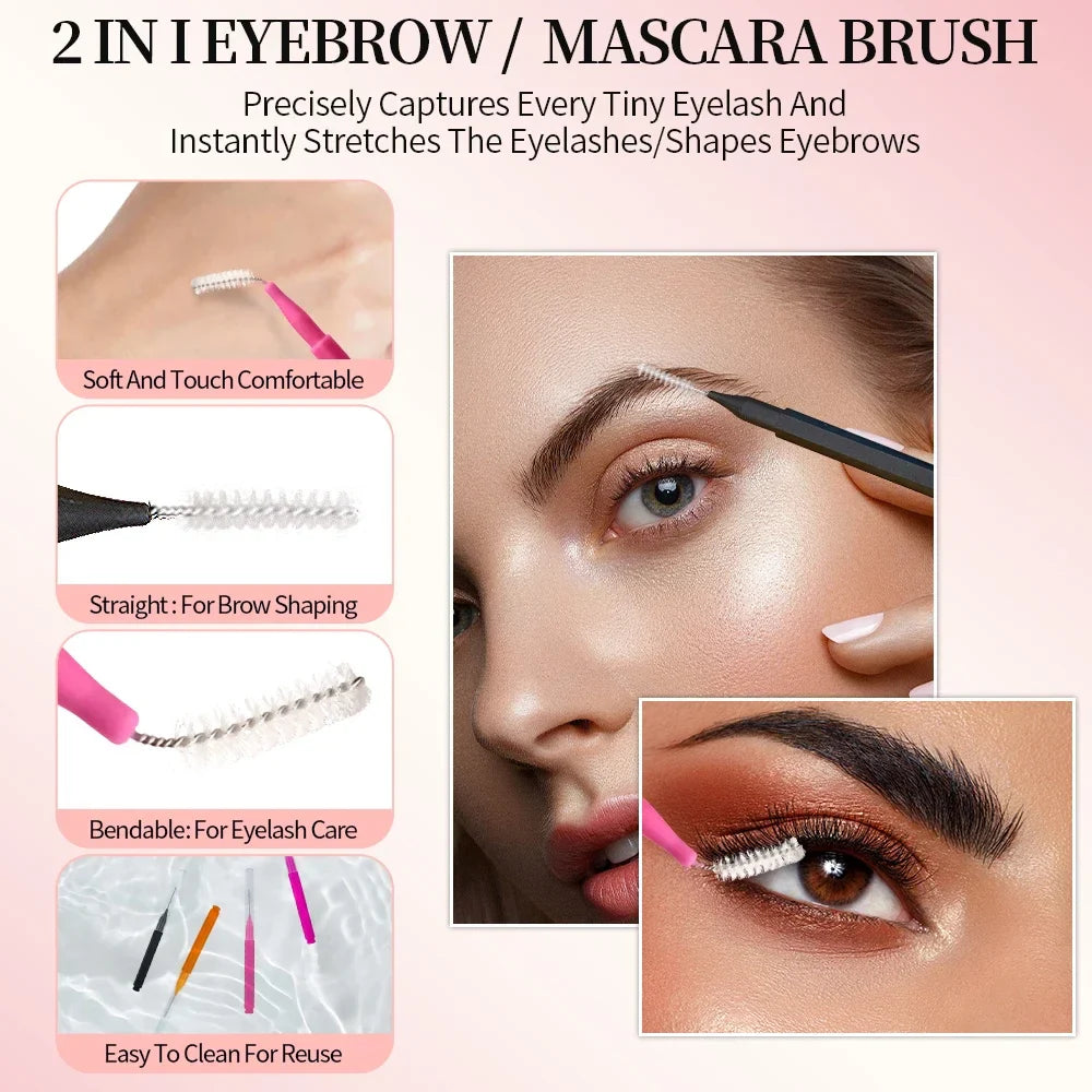 Povei Brow Lift Brushes: 40PCS Mini Eyebrow & Micro Eyelash Applicators