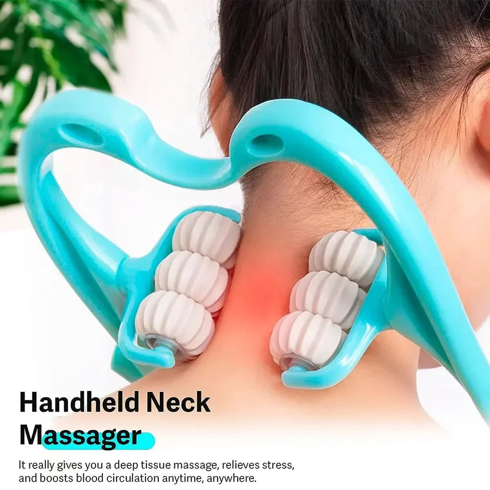 Povei Neck Massager: Handheld Deep Tissue Relief with 6 Massage Balls