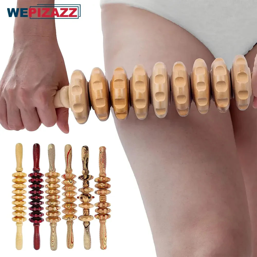 Povei Wood Therapy Massage Roller for Body Shaping and Cellulite Reduction