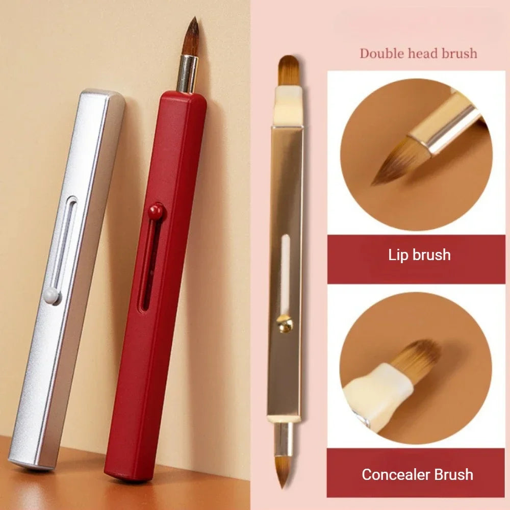 Povei Retractable Double Head Lip Brush for Precise Makeup Application