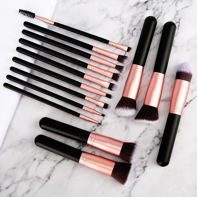 Povei 14Pcs Makeup Brushes Set Professional Cosmetics Beauty Tools for Foundation & Eyeshadow