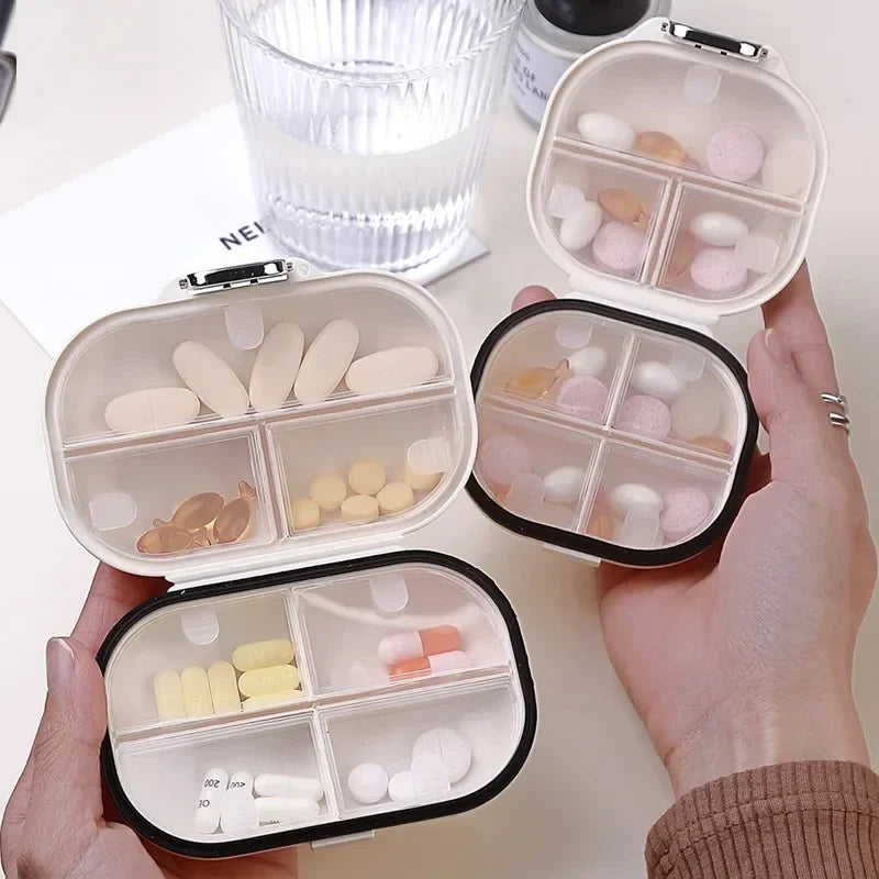 Povei Pill Box Mini Organizer: 7 Compartment Travel Medicine Case & Medication Organizer