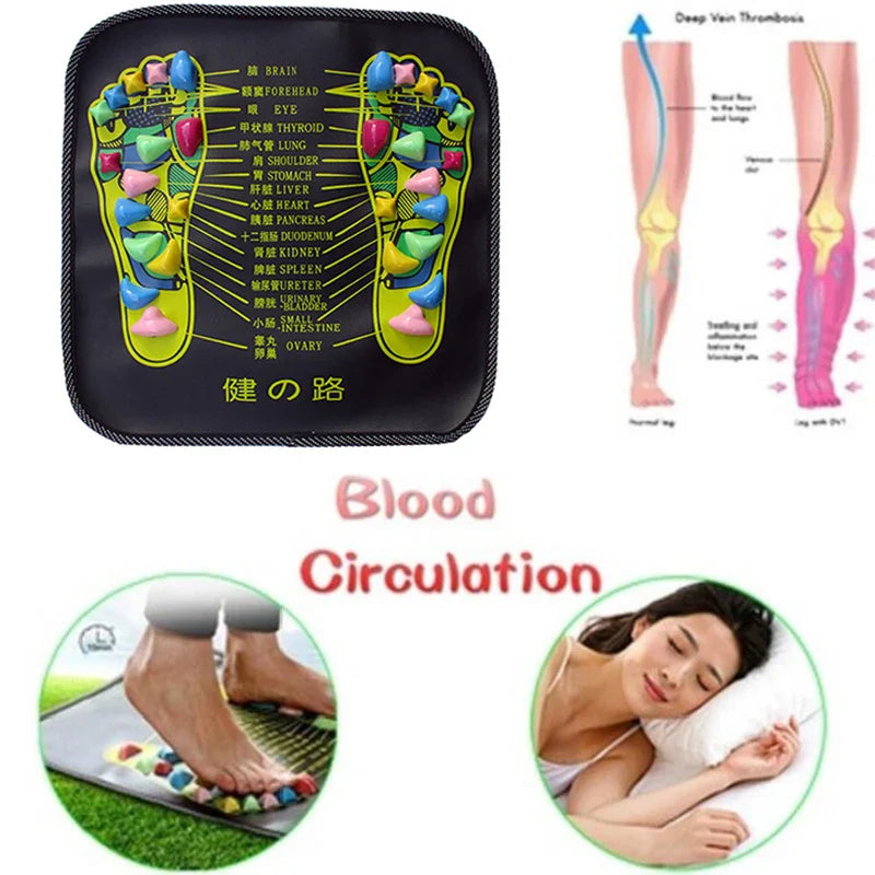 Povei Reflexology Foot Massager Stone Mat for Pain Relief and Detox