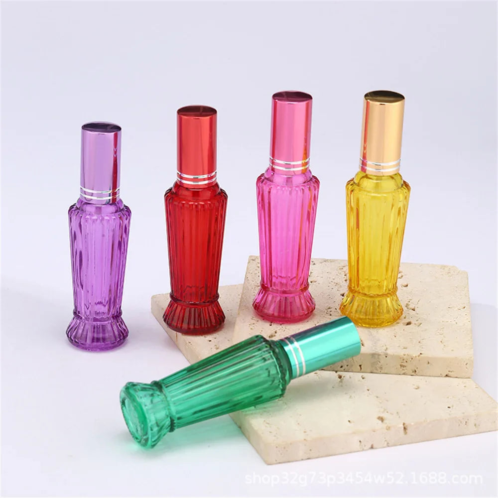 Povei 15ml Colorful Glass Perfume Spray Bottle for Travel Refillable Fragrance Vials