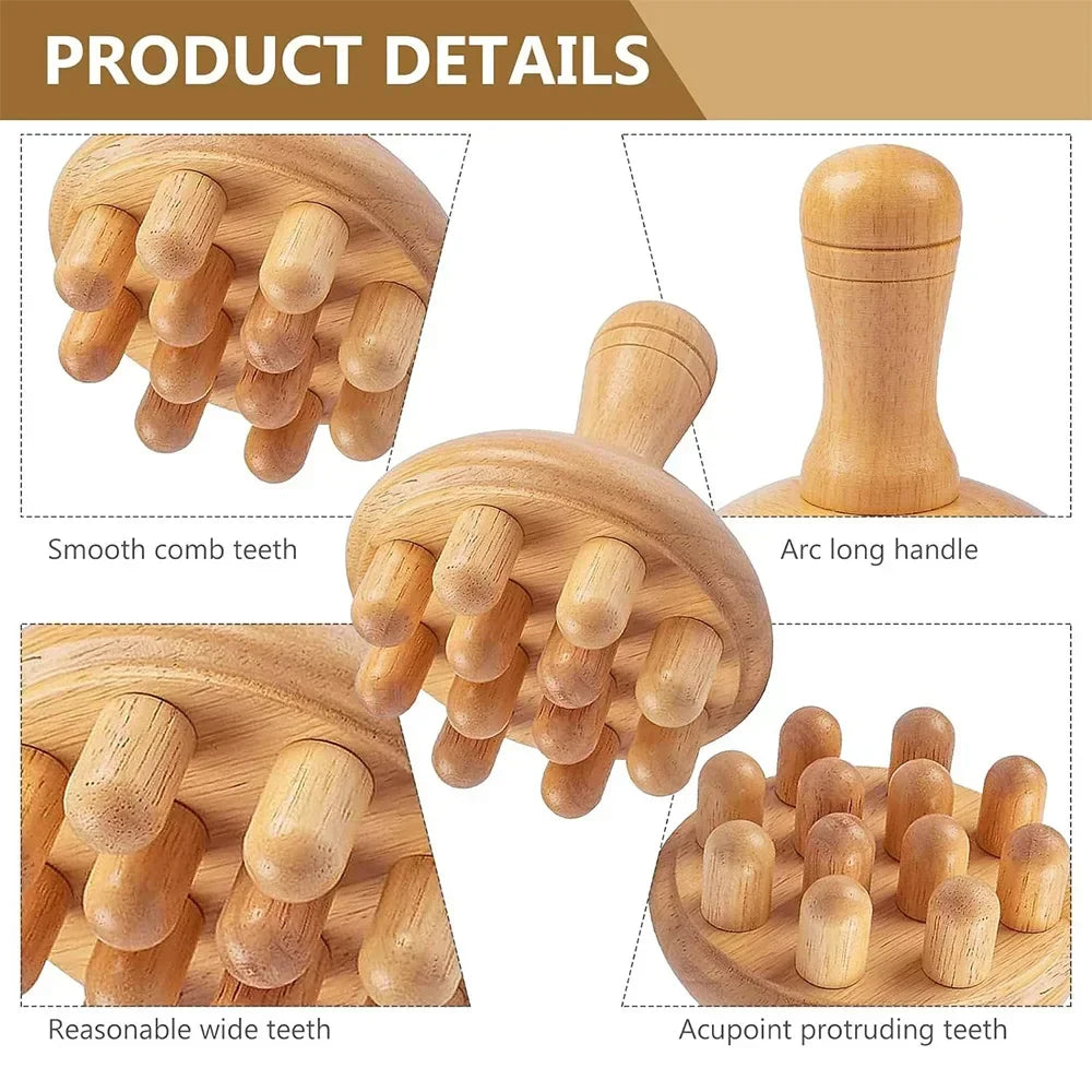 Povei Wooden Mushroom Massager: Muscle Tension Relief & Relaxation for Full Body Massage