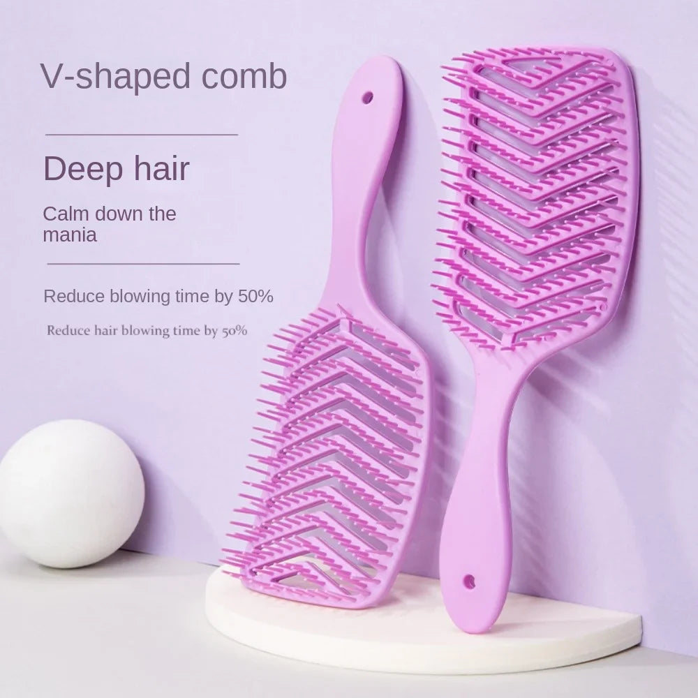 Povei V Shape Detangling Hair Brush for Curly Hair - Barber Comb Hair Styling Tool