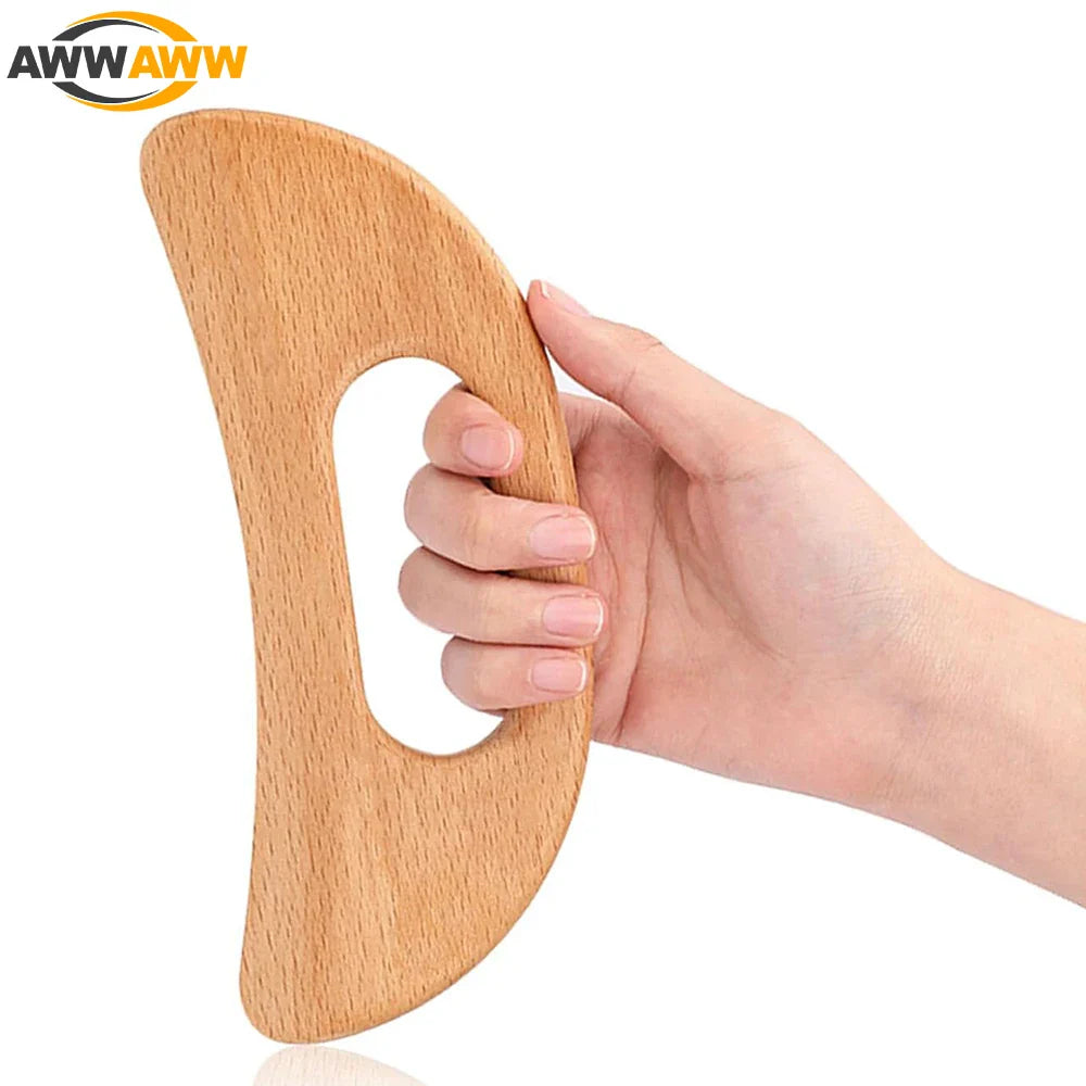 Povei Wood Gua Sha Massage Tool for Body Sculpting and Lymphatic Drainage