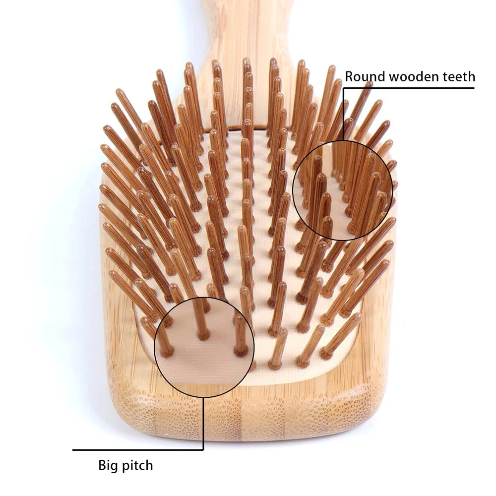 Povei Bamboo Hair Comb: Reduce Frizz, Massage Scalp, Detangle Hair