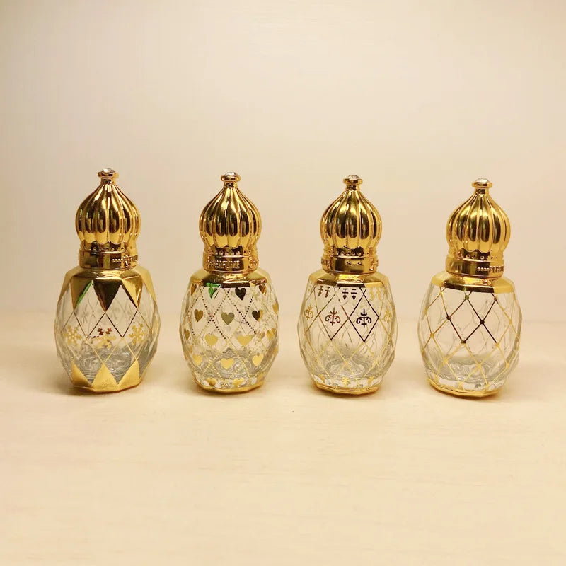 Povei Arab Style Vintage 8ml Golden Glass Roller Bottle for Essential Oils