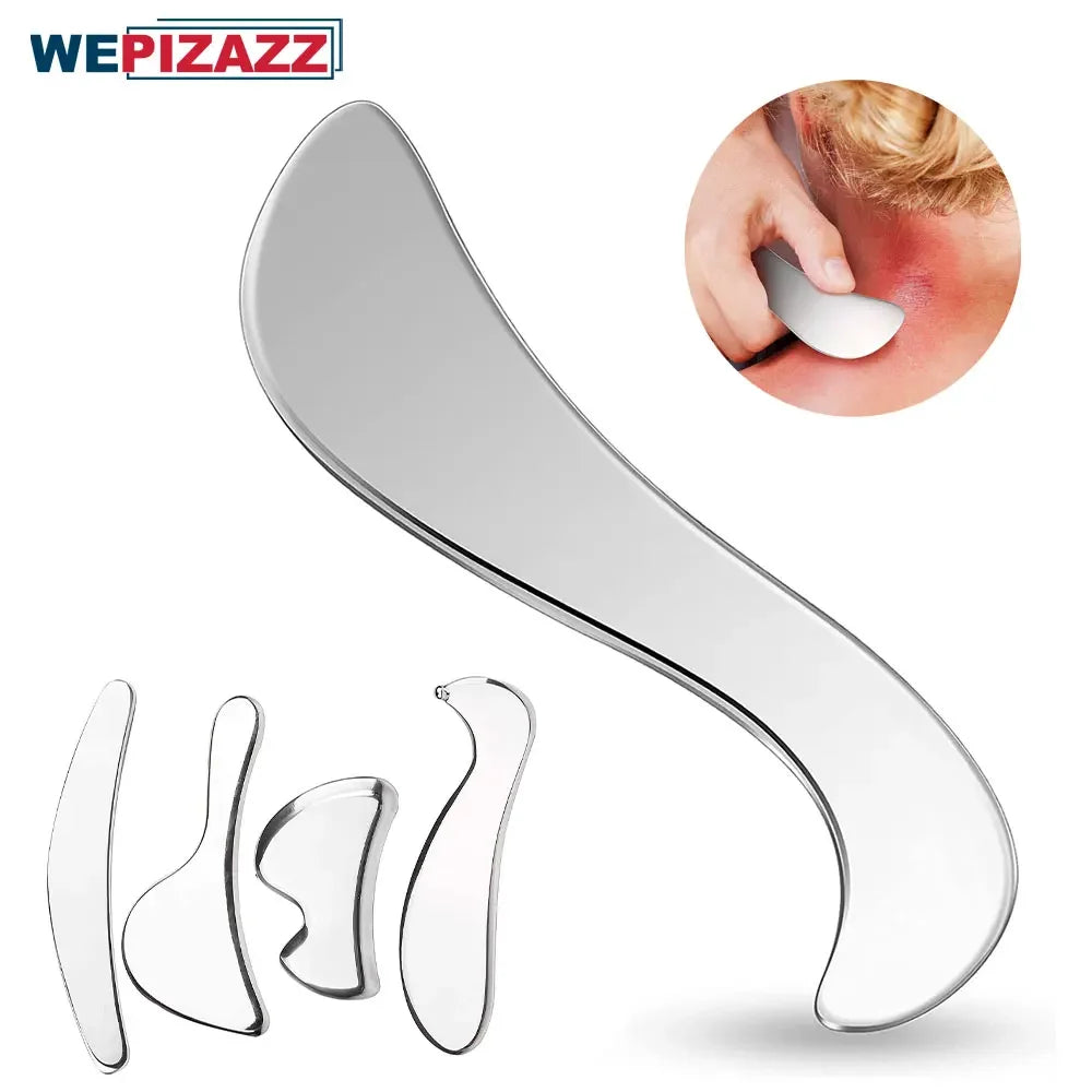 Povei Stainless Steel Guasha Massage Tool for Soft Tissue Therapy