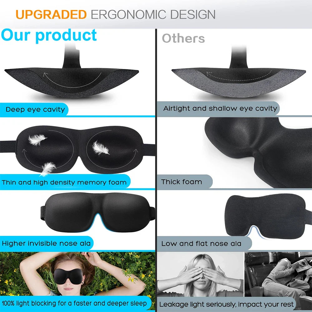 Povei 3D Sleep Mask - Total Darkness Eye Cover for Travel and Nap