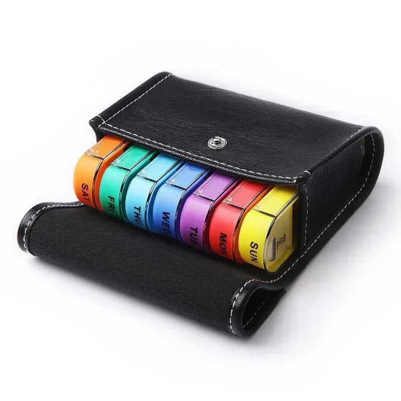 Povei Weekly Pill Box Organizer Notebook with 7 Days Storage