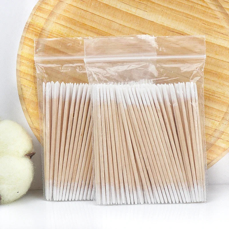 Povei Disposable Micro Cotton Swab Brushes for Eyelash Extensions & Glue Removal