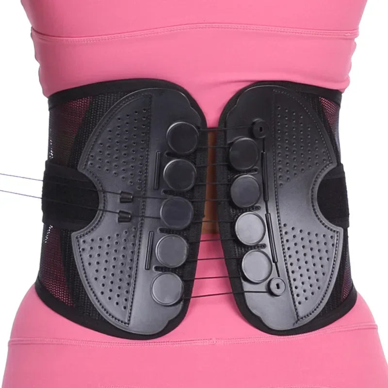 Povei Double Pull Lumbar Support Belt for Injury Muscle Posture Correction.