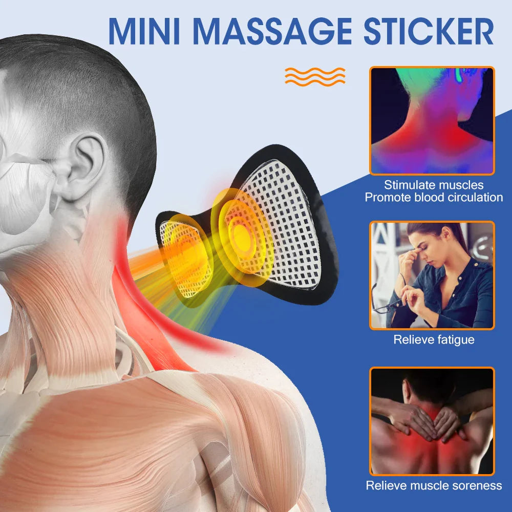 EMS Neck Massager Sticker: Muscle Stimulate Therapy with 8 Modes LCD Display