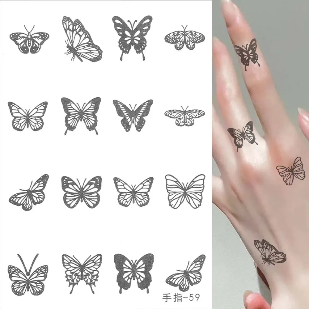 Dark Flash Waterproof Butterfly Tattoo Stickers by Povei for Sexy Body Art