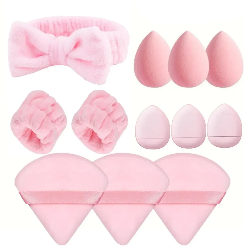 Povei Cosmetics Makeup Sponge Set with Headband and Wristband