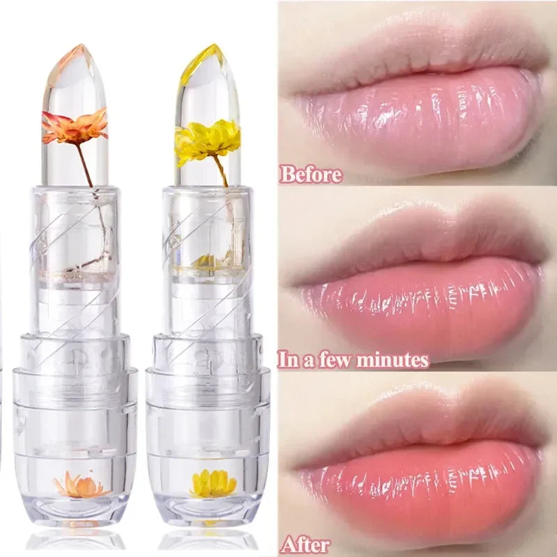 Povei Color Change Flower Lipstick Waterproof Magic Jelly Lip Balm