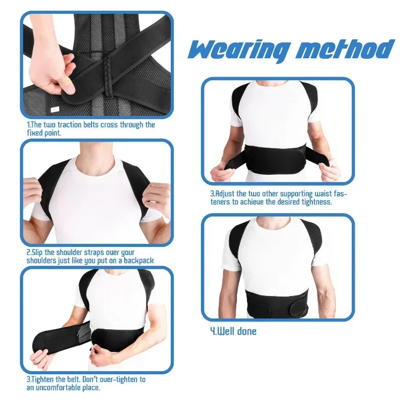 Povei Posture Corrector Back Support Brace Orthopedic Shoulder Wrap for Back Straightening