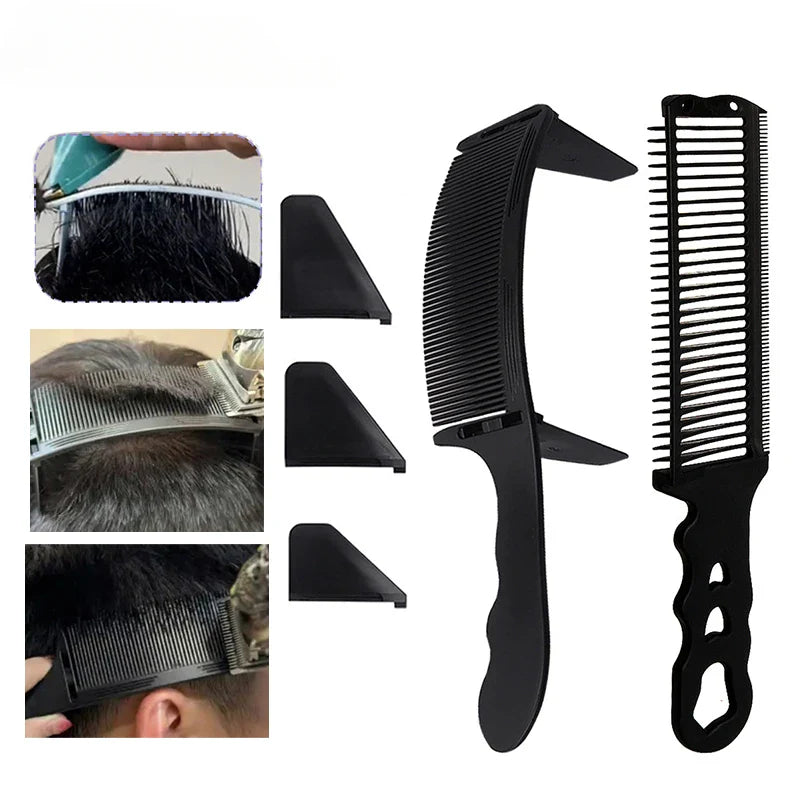 Povei Flat Top Haircut Comb Arc Design Barber Clipper Fade styling Tool