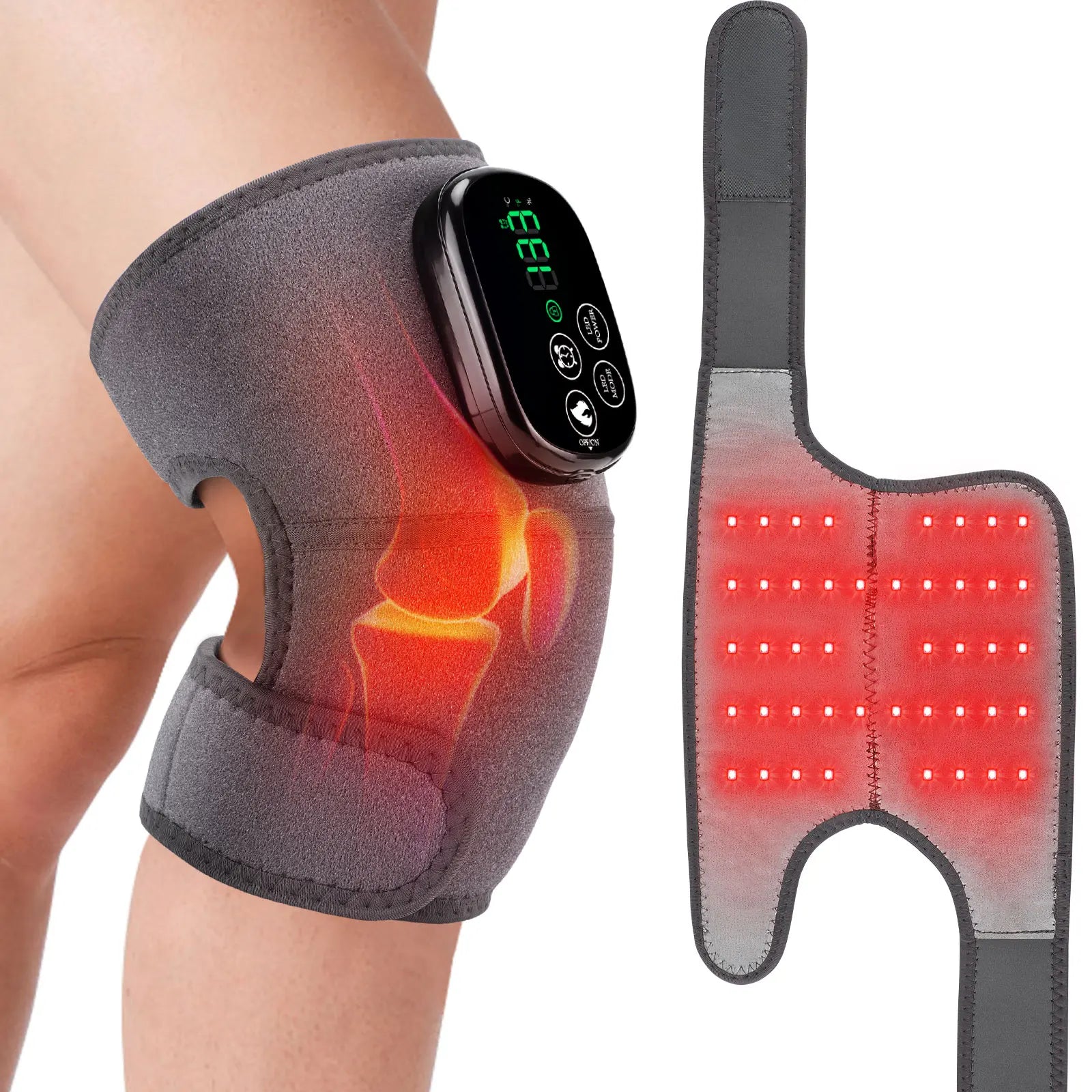 Povei 3-in-1 Red Light Heating Knee Massager Support Brace