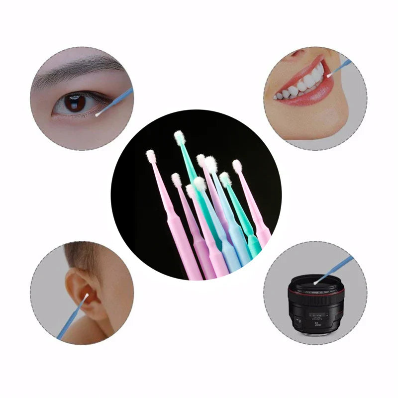 Povei Cotton Swabs Colorful Eyelash Brushes Kit for Extension Removal & Cleaning