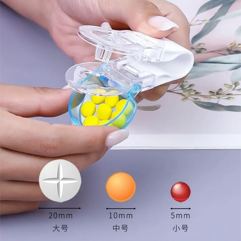 Povei Portable Pill Crusher Medicine Storage Box for Personal Health Care.