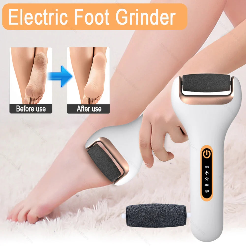 Povei Electric Foot File: Callus Remover & Foot Repair with Waterproof Grinder & Replacement Rollers