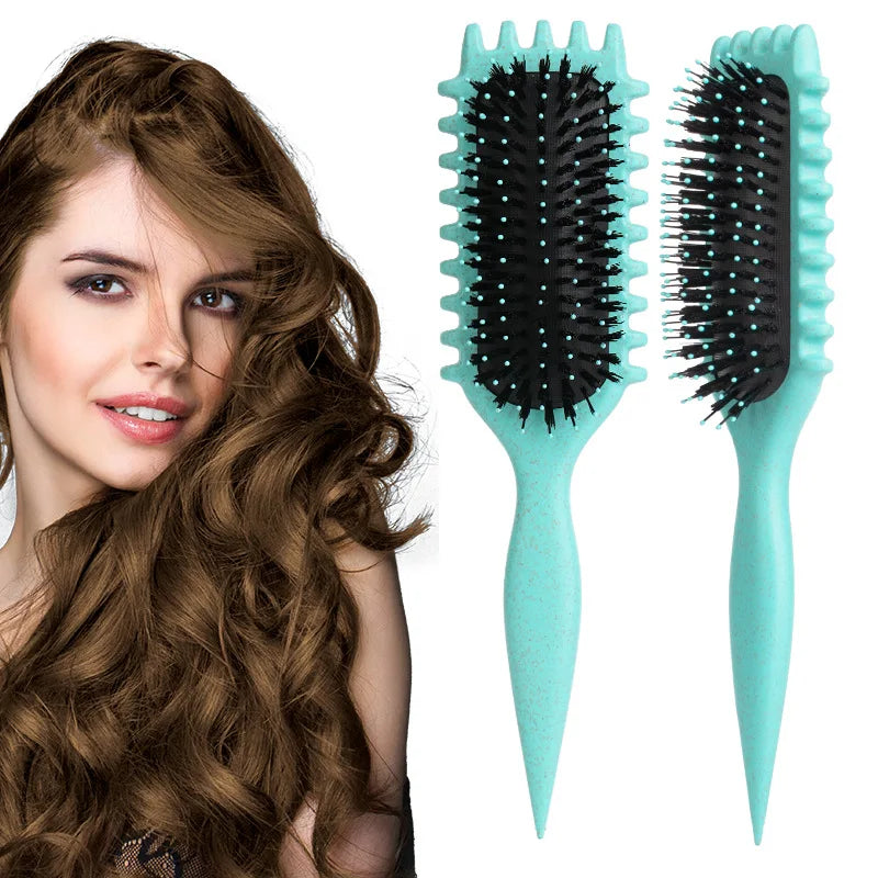 Povei Curly Hair Brush Boar Bristle Detangling Styling Comb for Women