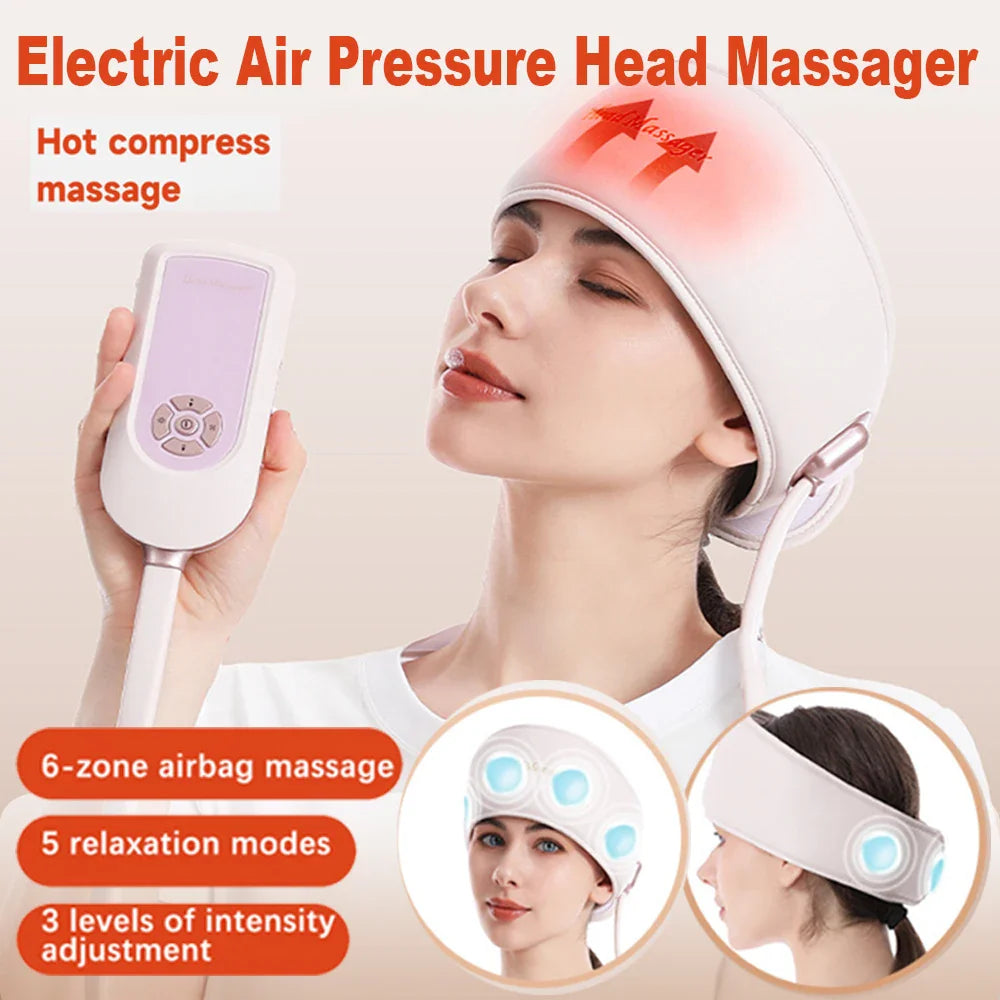 Povei Electric Head Massager with Hot Compress & Air Pressure for Scalp Relaxation