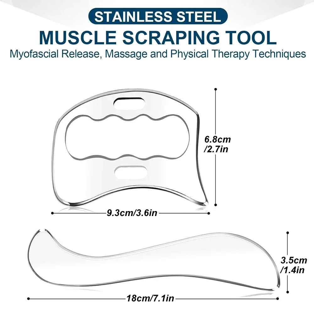 Povei Stainless Steel Gua Sha Muscle Scraper for Lymphatic Drainage & Massage