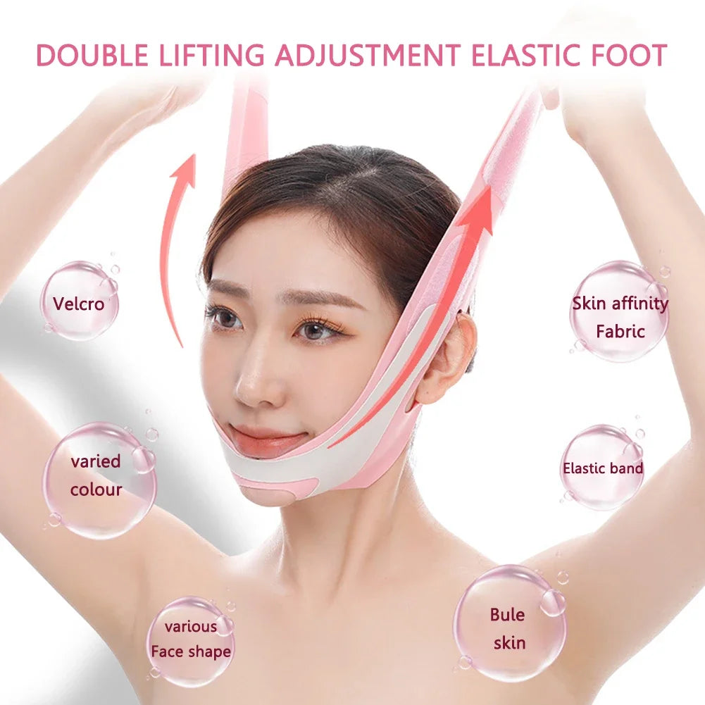 Povei V Line Face Slimming Bandage Facial Lift Up Belt Double Chin Reduction Beauty Face Shaper