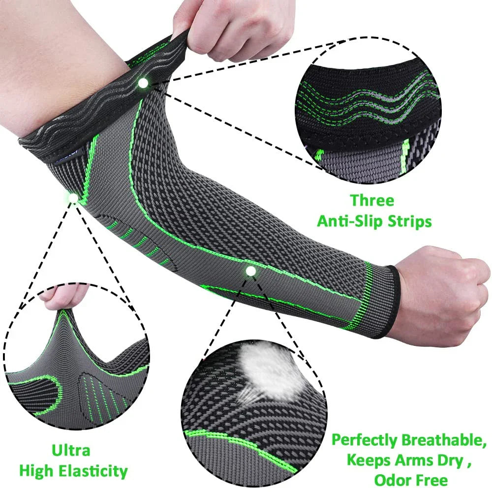 Povei Compression Arm Sleeves for Men Women - Support for Tendonitis & Arthritis