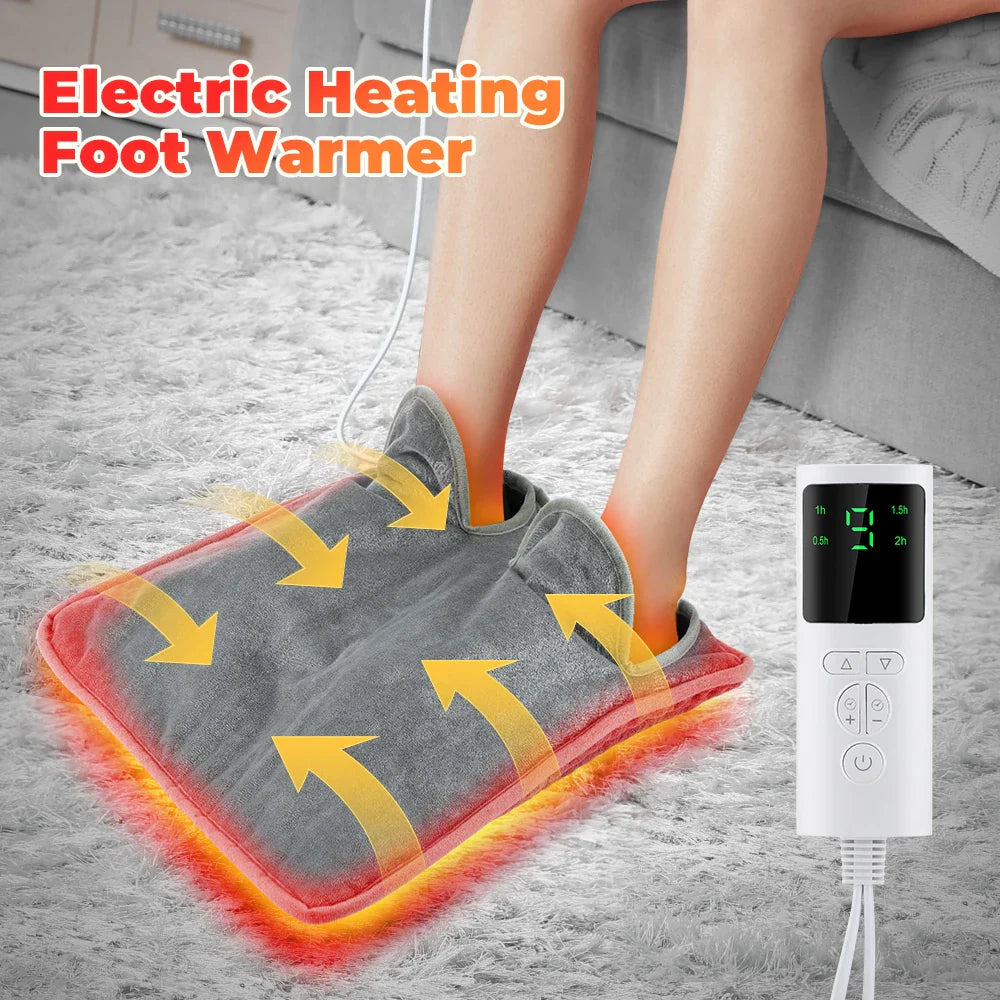 Povei Electric Foot Warmer with Remote Control and LCD Display, Fast Heating Technology