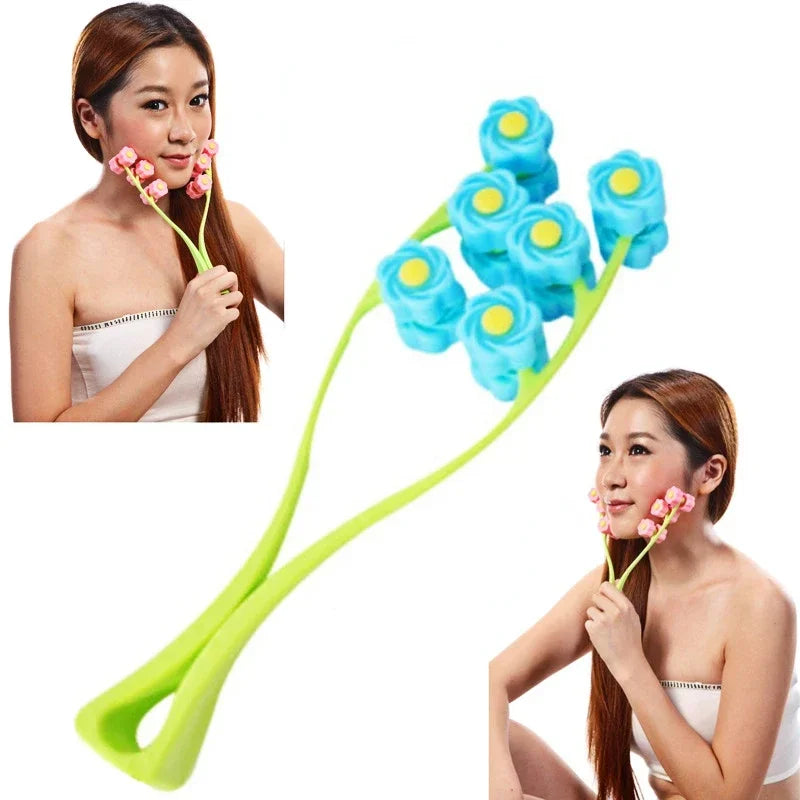 Povei Flower Facial Massager Roller for Anti Wrinkle Face-Lift and Relaxation