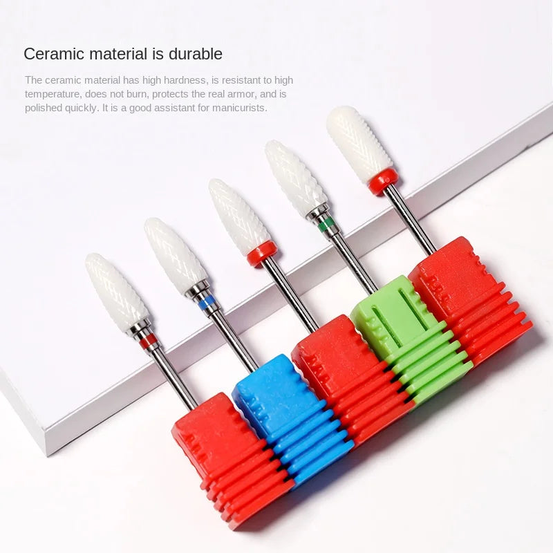 Povei Ceramic Nail Drill Bits for Manicure Pedicure Machine