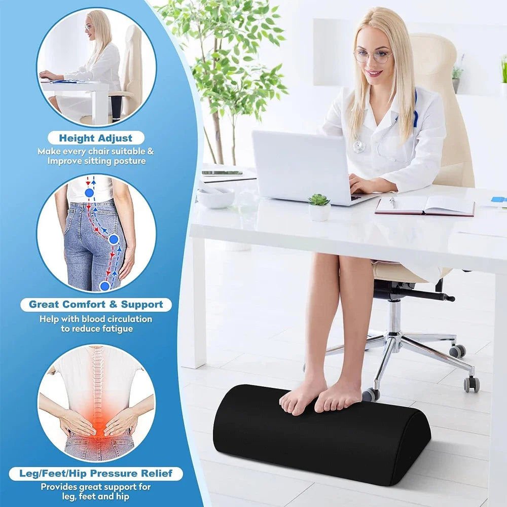 Povei Memory Foam Foot Rest: Office Desk Foot Stool for Support and Relaxation