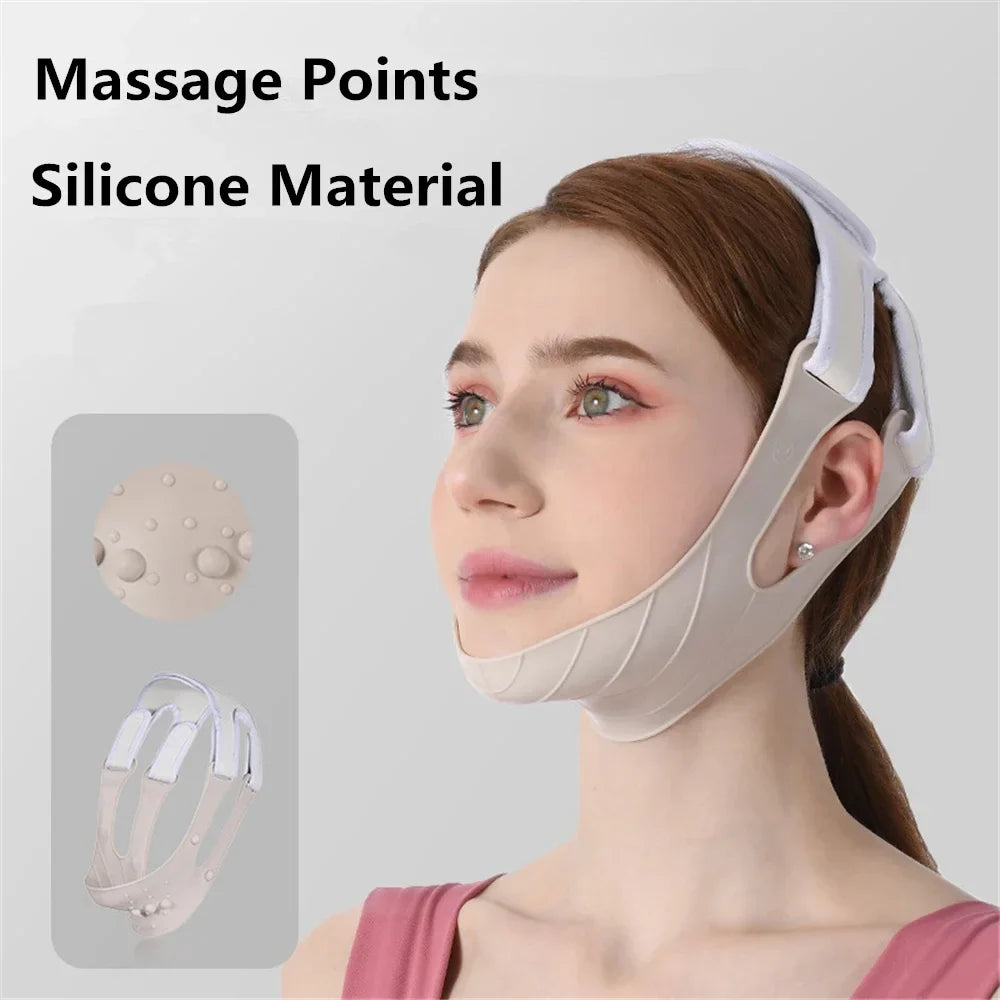 Povei Silicone Face Slimming Bandage V Line Shaper Chin Cheek Lifting Belt