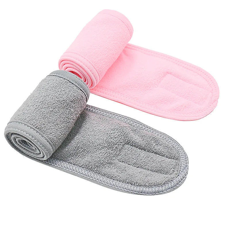 Povei Adjustable Spa Facial Headband - Soft Toweling Hairband for Makeup and Face Washing