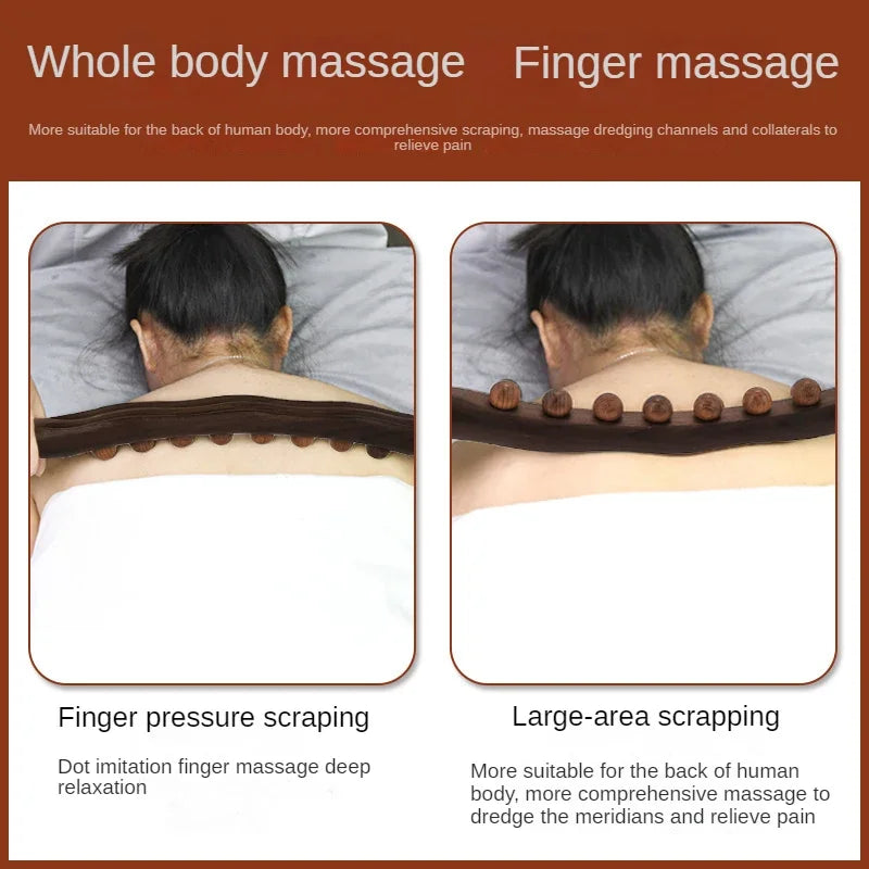 Povei Carbonized Wood Scraping Massage Stick for Back and Body Guasha Therapy