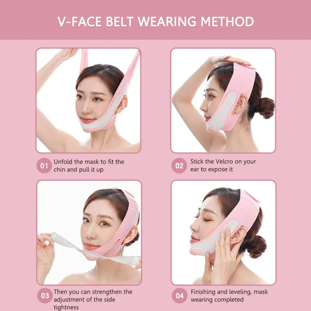 Povei V Line Face Slimming Bandage Facial Lift Up Belt Double Chin Reduction Beauty Face Shaper