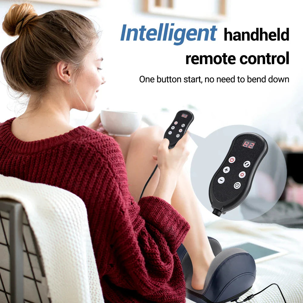 Povei Electric Calf Foot Massager: Remote Control, Kneading, Heating, Relieves Fatigue